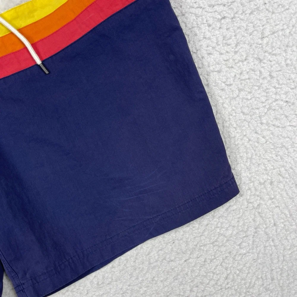Brooks Brothers Board Shorts Mens 40 Navy Blue Retro Striped Swim Trunks